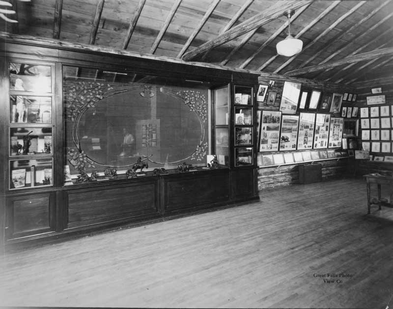 Great Falls Photo View, Co., Interior of Log Cabin Studio, June 1930, published in the Great Falls Tribune June 6, 1930
