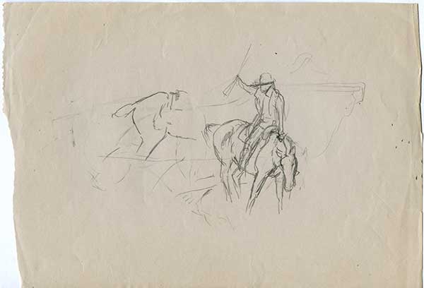 Study for When Tracks Spell Meat, c. 1916. Graphite on paper